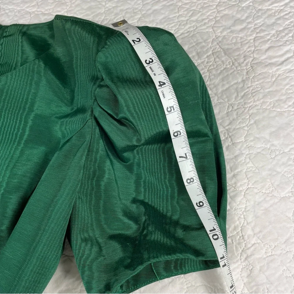 🔥Vintage Maggie Breen Puffed Sleeve Bows Midi Green Dress - Picture 11 of 12